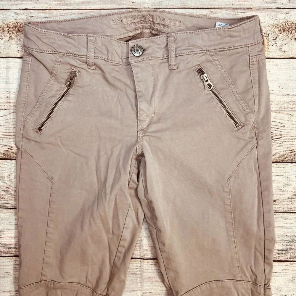 American Eagle Outfitters Tan Moto Jegging Ankle Super‎ Stretch Pants Size 8 - Picture 11 of 13
